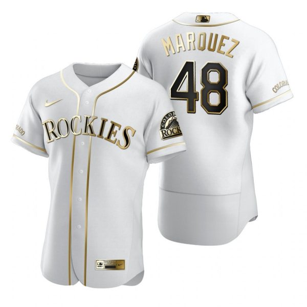 Personalized Men’s German Marquez Colorado Rockies Flex Base Jersey White Golden