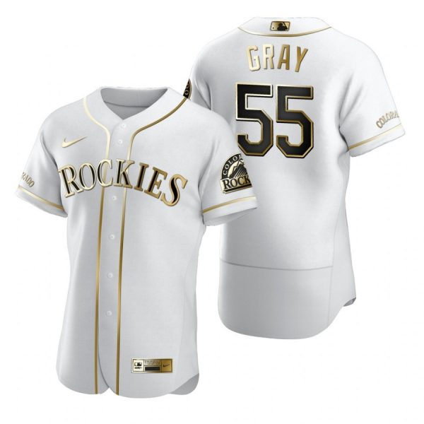 Personalized Men’s Jon Gray Colorado Rockies Flex Base Jersey White Golden