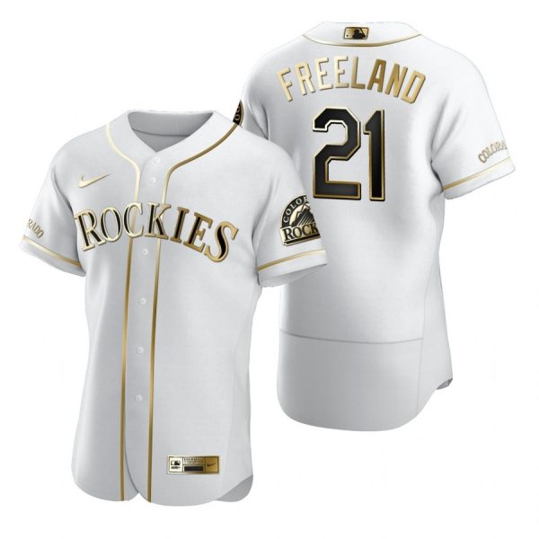 Personalized Men’s Kyle Freeland Colorado Rockies Flex Base Jersey White Golden
