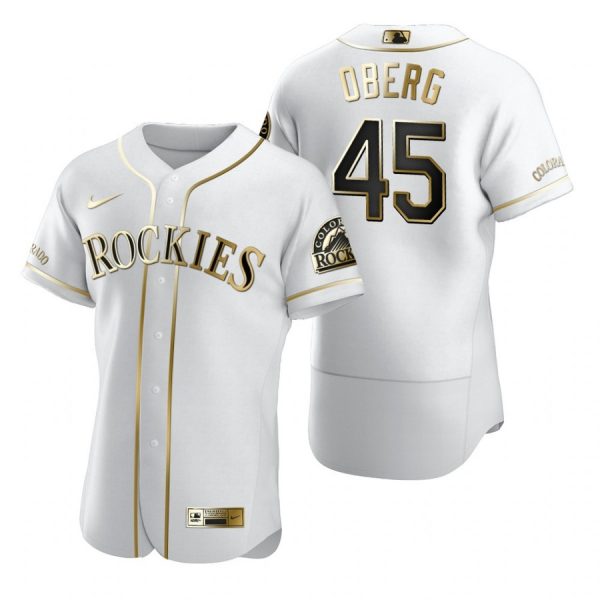 Personalized Men’s Scott Oberg Colorado Rockies Flex Base Jersey White Golden