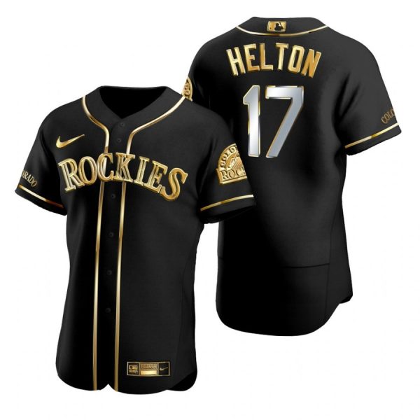 Personalized Men’s Todd Helton Colorado Rockies Flex Base Jersey Black Golden