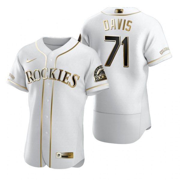 Personalized Men’s Wade Davis Colorado Rockies Flex Base Jersey White Golden
