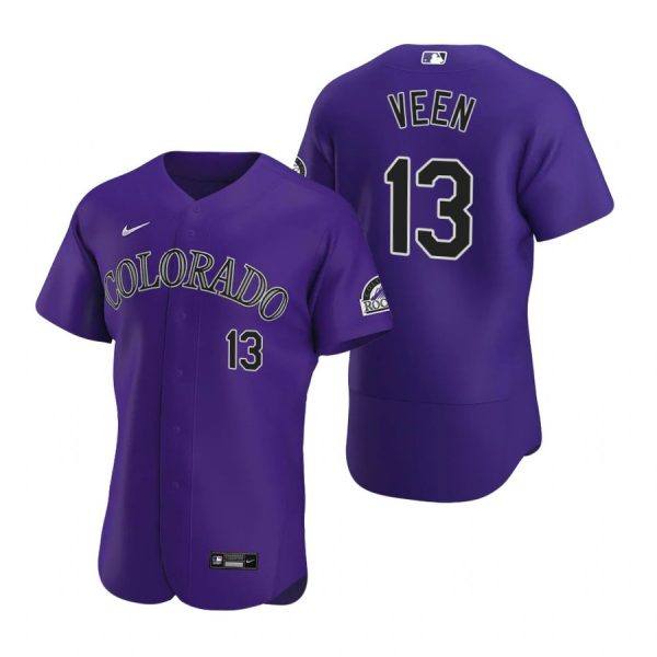 Personalized Men’s Zac Veen Colorado Rockies Flex Base Jersey Purple