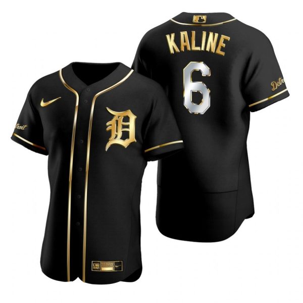 Personalized Men’s Al Kaline Detroit Tigers Flex Base Jersey Black Golden