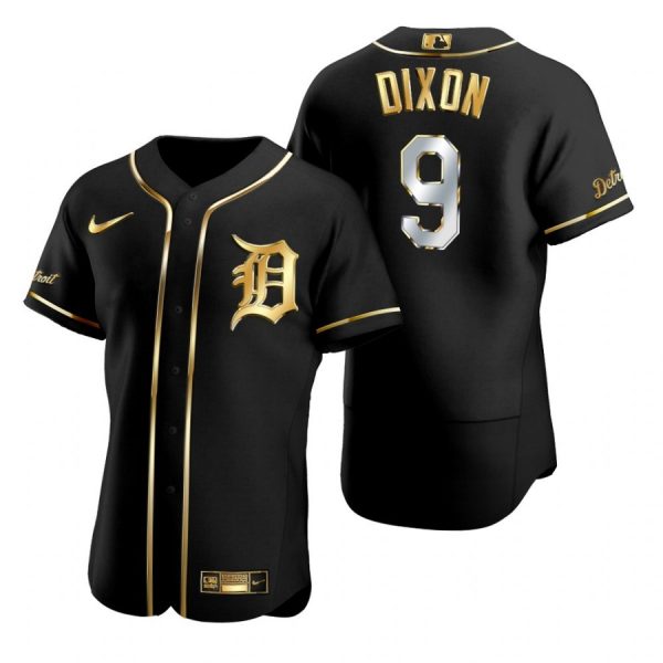 Personalized Men’s Brandon Dixon Detroit Tigers Flex Base Jersey Black Golden