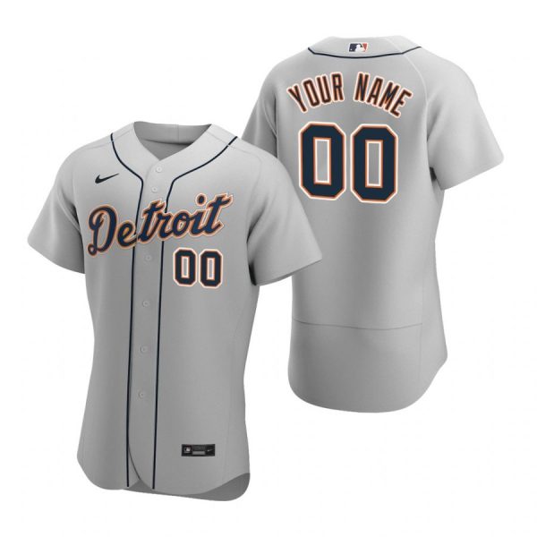 Personalized Men’s Detroit Tigers Flex Base Jersey Gray