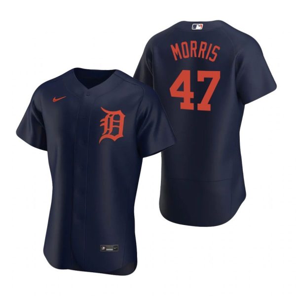 Personalized Men’s Jack Morris Detroit Tigers Flex Base Jersey Navy Orange