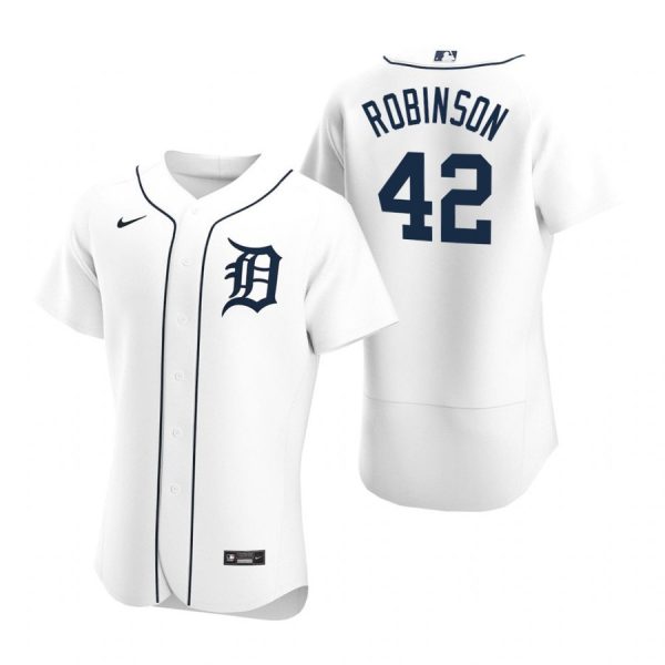 Personalized Men’s Jackie Robinson Detroit Tigers Flex Base Jersey White