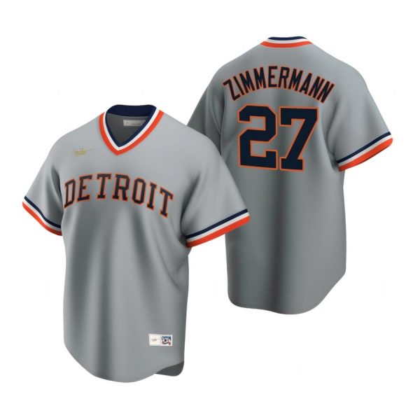 Personalized Men’s Jordan Zimmermann Detroit Tigers Cool Base Jersey Gray Cooperstown