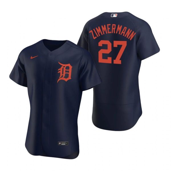 Personalized Men’s Jordan Zimmermann Detroit Tigers Flex Base Jersey Navy Orange