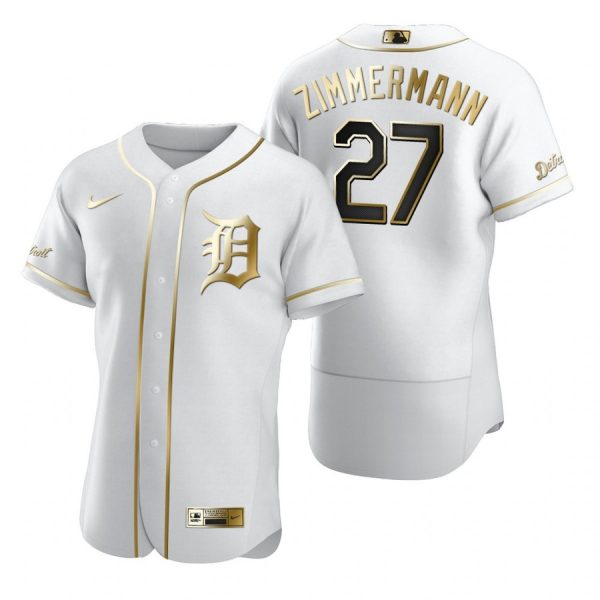 Personalized Men’s Jordan Zimmermann Detroit Tigers Flex Base Jersey White Golden