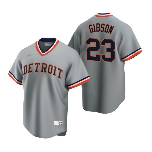 Personalized Men’s Kirk Gibson Detroit Tigers Cool Base Jersey Gray Cooperstown