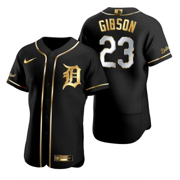 Personalized Men’s Kirk Gibson Detroit Tigers Flex Base Jersey Black Golden