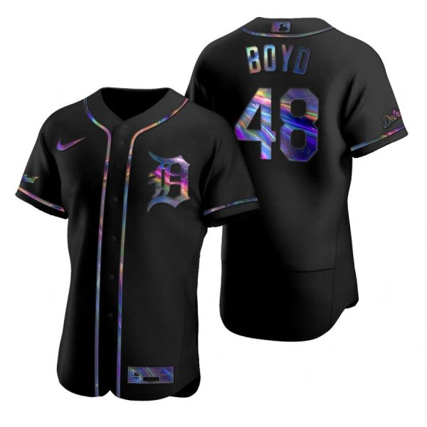 Personalized Men’s Matthew Boyd Detroit Tigers Flex Base Jersey Black Holographic