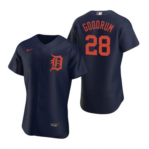 Personalized Men’s Niko Goodrum Detroit Tigers Flex Base Jersey Navy Orange