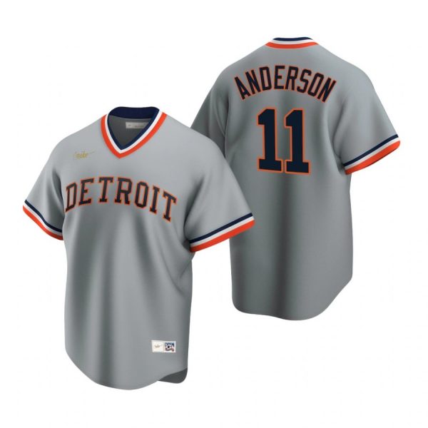 Personalized Men’s Sparky Anderson Detroit Tigers Cool Base Jersey Gray Cooperstown