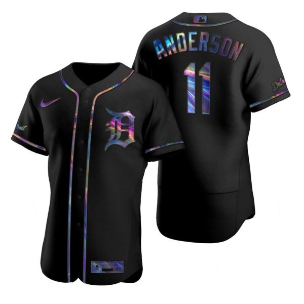 Personalized Men’s Sparky Anderson Detroit Tigers Flex Base Jersey Black Holographic
