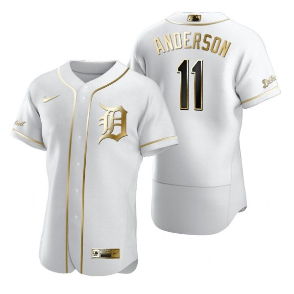 Personalized Men’s Sparky Anderson Detroit Tigers Flex Base Jersey White Golden