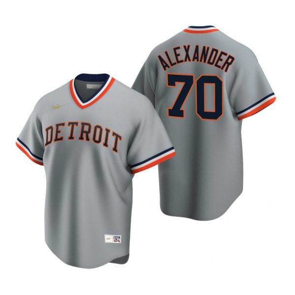 Personalized Men’s Tyler Alexander Detroit Tigers Cool Base Jersey Gray Cooperstown