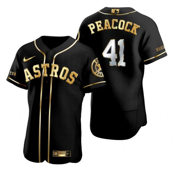 Personalized Men’s Brad Peacock Houston Astros Flex Base Jersey Black Golden