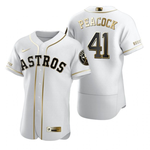 Personalized Men’s Brad Peacock Houston Astros Flex Base Jersey White Golden