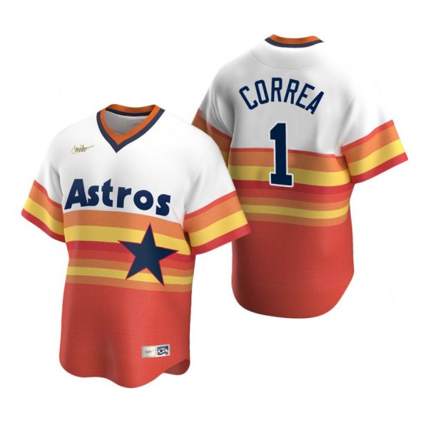 Personalized Men’s Carlos Correa Houston Astros Cool Base Jersey Orange Cooperstown