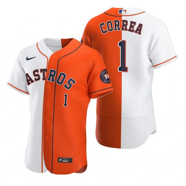 Personalized Men’s Carlos Correa Houston Astros Flex Base Jersey White Orange