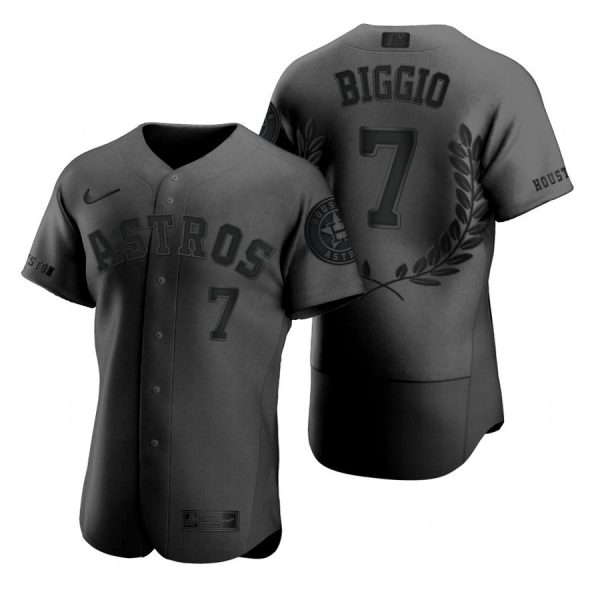 Personalized Men’s Craig Biggio Houston Astros Flex Base Jersey Black Award