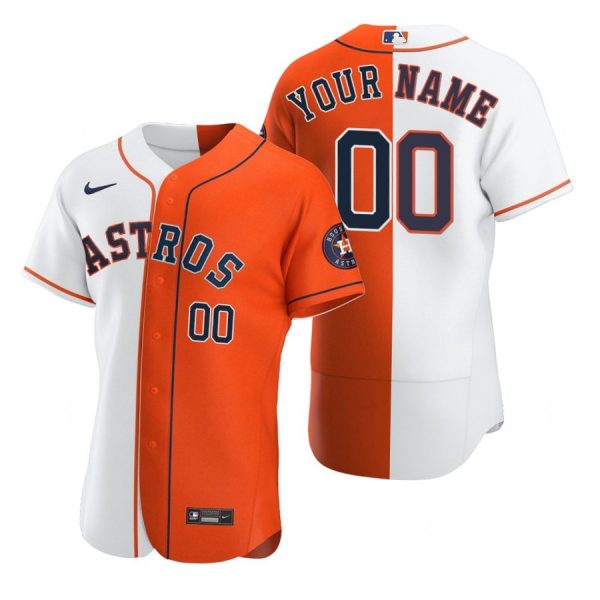 Personalized Men’s Houston Astros Flex Base Jersey White Orange