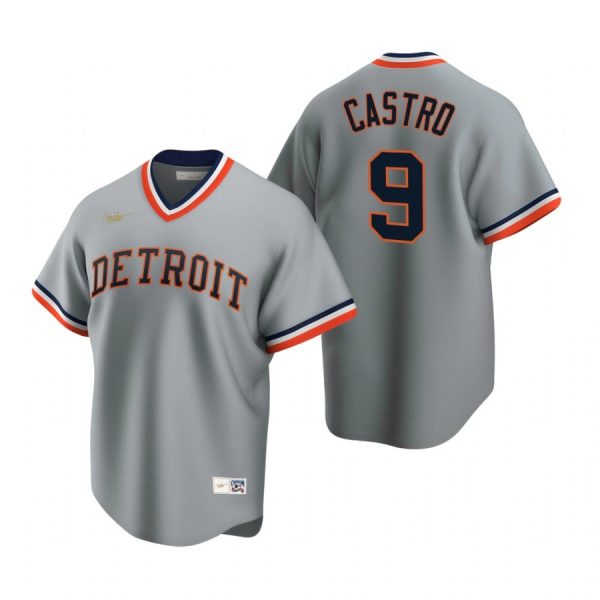 Personalized Men’s Willi Castro Detroit Tigers Cool Base Jersey Gray Cooperstown