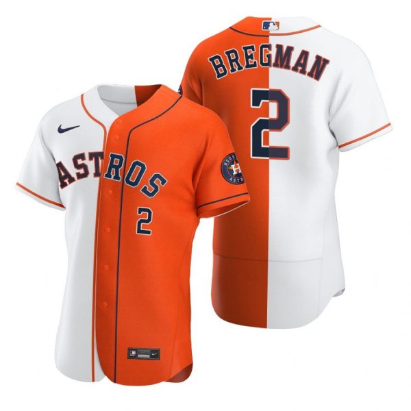 Personalized Men’s Alex Bregman Houston Astros Flex Base Jersey White Orange