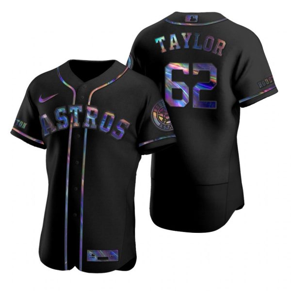Personalized Men’s Blake Taylor Houston Astros Flex Base Jersey Black Holographic