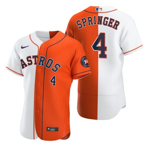 Personalized Men’s George Springer Houston Astros Flex Base Jersey White Orange