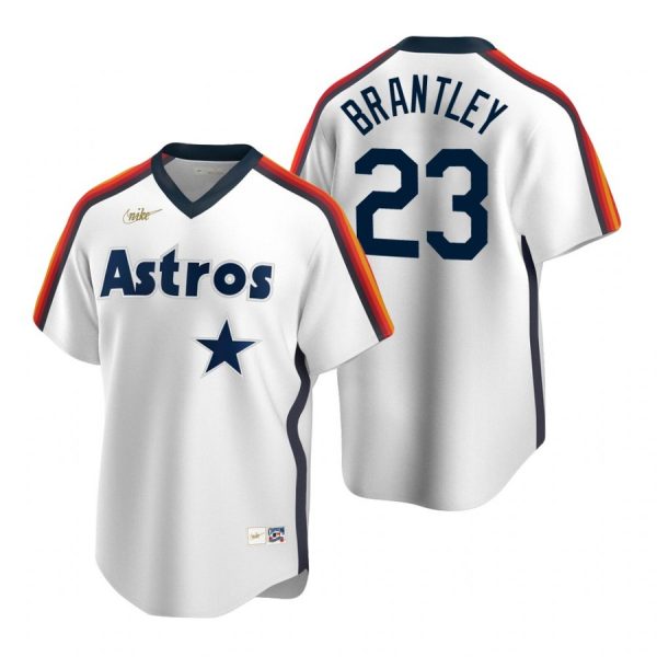 Personalized Men’s Michael Brantley Houston Astros Cool Base Jersey White Cooperstown