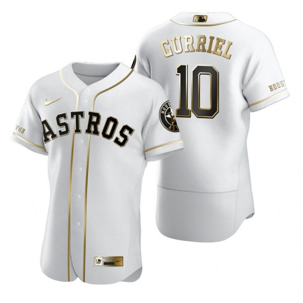 Personalized Men’s Yuli Gurriel Houston Astros Flex Base Jersey White Golden