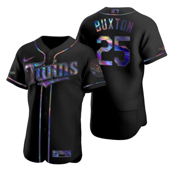 Personalized Men’s Byron Buxton Minnesota Twins Flex Base Jersey Black Holographic