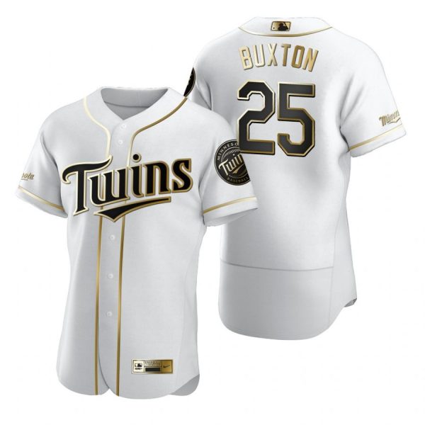 Personalized Men’s Byron Buxton Minnesota Twins Flex Base Jersey White Golden