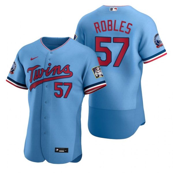 Personalized Men’s Hansel Robles Minnesota Twins Flex Base Jersey Light Blue