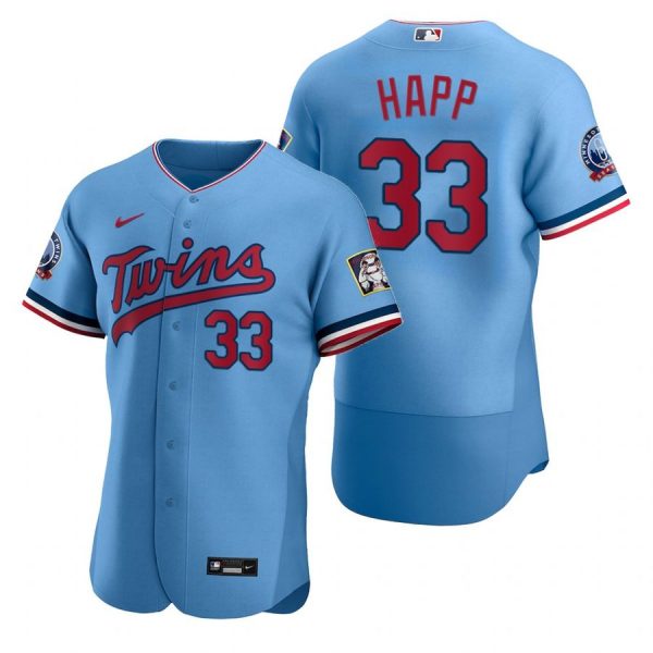 Personalized Men’s J.A. Happ Minnesota Twins Flex Base Jersey Light Blue