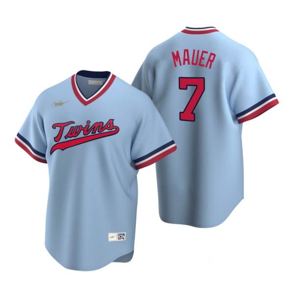 Personalized Men’s Joe Mauer Minnesota Twins Cool Base Jersey Light Blue Cooperstown