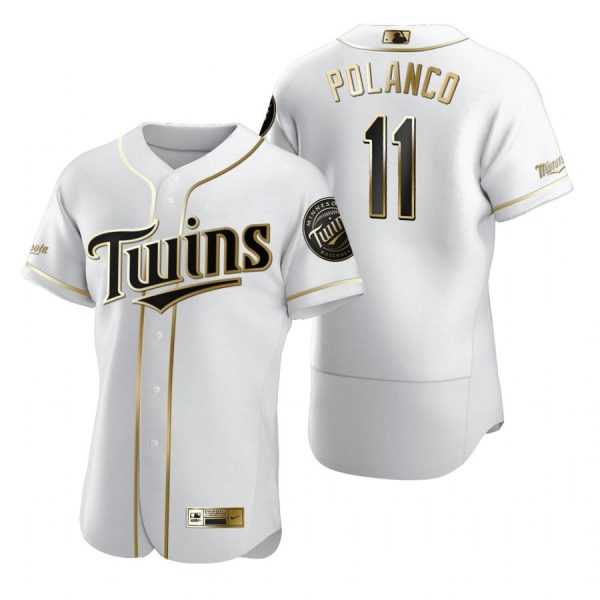 Personalized Men’s Jorge Polanco Minnesota Twins Flex Base Jersey White Golden