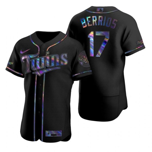 Personalized Men’s Jose Berrios Minnesota Twins Flex Base Jersey Black Holographic