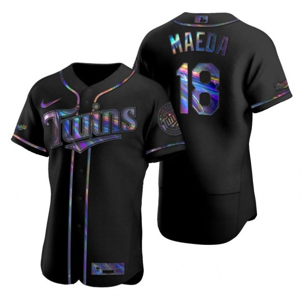 Personalized Men’s Kenta Maeda Minnesota Twins Flex Base Jersey Black Holographic