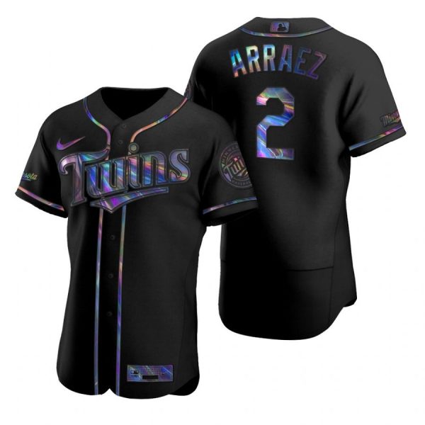 Personalized Men’s Luis Arraez Minnesota Twins Flex Base Jersey Black Holographic
