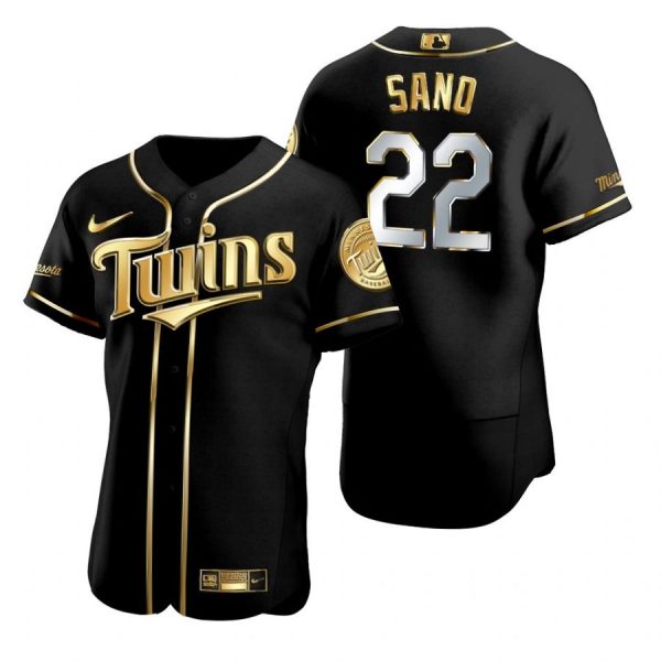 Personalized Men’s Miguel Sano Minnesota Twins Flex Base Jersey Black Golden