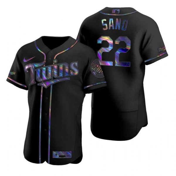Personalized Men’s Miguel Sano Minnesota Twins Flex Base Jersey Black Holographic
