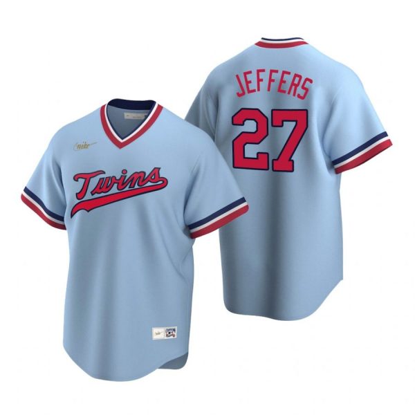 Personalized Men’s Ryan Jeffers Minnesota Twins Cool Base Jersey Light Blue Cooperstown