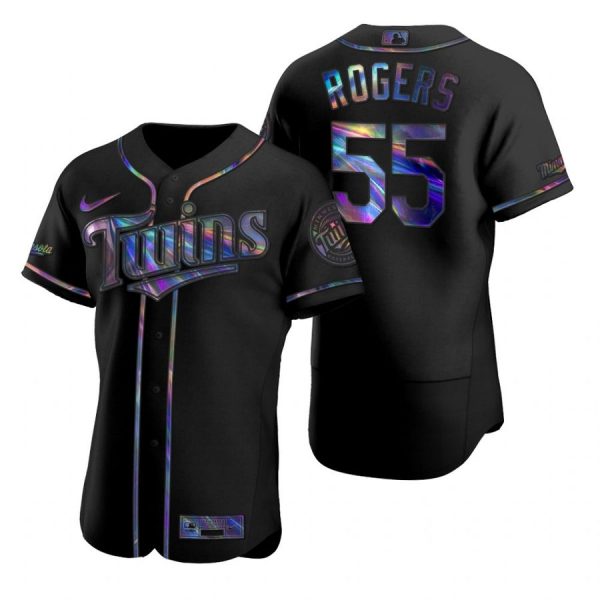 Personalized Men’s Taylor Rogers Minnesota Twins Flex Base Jersey Black Holographic