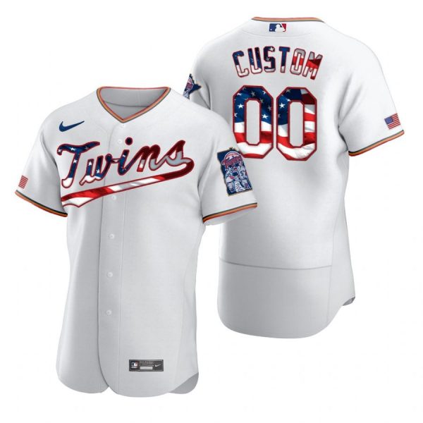Personalized Men’s Minnesota Twins Flex Base Jersey White Stars