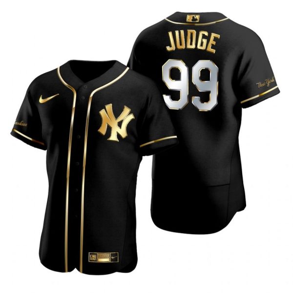 Personalized Men’s Aaron Judge New York Yankees Flex Base Jersey Black Golden